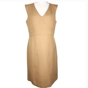 LOFT Tan Ponte Knit Cap Sleeve Sheath Dress 12